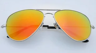 Okulary Pilotki srebrno pomarańczowe aviator przeciwsłoneczne 2163d - Okulary przeciwsłoneczne - miniaturka - grafika 1