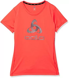 Koszulki i topy damskie - ODLO Damski Element Light Crew Neck T-shirt damski różowy Hot Coral - Placed Print Ss20 XXL 313111 - grafika 1