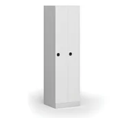 Szafki biurowe - Szafka ubraniowa metalowa, 2 szafki, 1850 x 500 x 500 mm, zamek elektroniczny z kodem, drzwi laminowane, biała - miniaturka - grafika 1