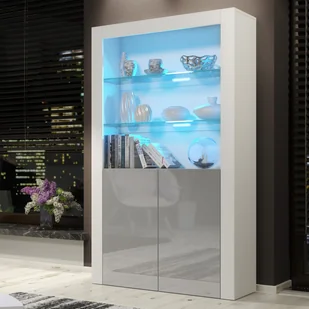 Witryna Spectrum 170cm ONE FURNITURE - Biały Laminat & Szary - Witryny - miniaturka - grafika 1