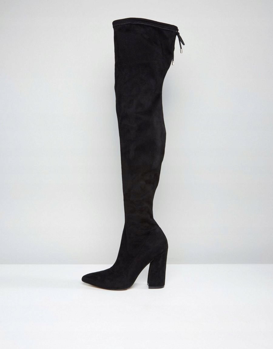 ASOS DESIGN CZARNE ZAMSZOWE MUSZKIETERKI KOZAKI NA SŁUPKU 40 14CA
