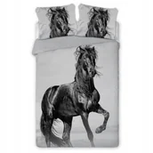 Pościel dla dzieci - Koń Czarny Pościel Bawełniana Perkal 160x200 2x70x80 - miniaturka - grafika 1