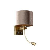 Lampy sufitowe - QAZQA Wandlamp brons met velours kap taupe 18cm - Brescia Combi - miniaturka - grafika 1