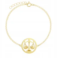 Bransoletki - Pozłacana Bransoletka Znak Zodiaku WAGA GRAWER - miniaturka - grafika 1