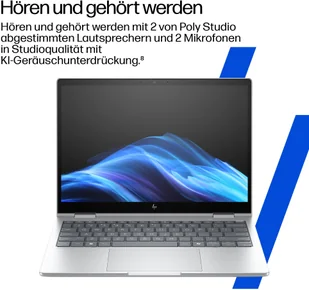 HP EliteBook 8 Flip G1i Notebook AI - Flip-Design - Intel Core Ultra 5 225U - Win 11 Pro - Intel Graphics - 16 GB RAM - 512 GB SSD NVMe - 33.8 cm 13.3" IPS Touchscreen 1920 x 1200 - Wi-Fi 7, Bluetooth - Glacier Silver - kbd: Deutsch - mit HP 3 year - Laptopy 2w1 - miniaturka - grafika 1