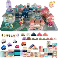 Klocki - Drewniane Klocki Miasto Auta 115 Klocków + Puzzle ISO TRADE - miniaturka - grafika 1
