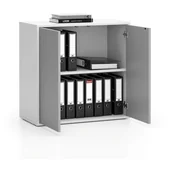 Szafki biurowe - Szafka biurowa LAYERS, krótka, 800 x 400 x 777, biała/szara - miniaturka - grafika 1