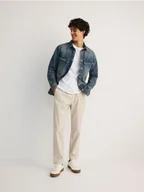 Spodnie męskie - Reserved - Spodnie chino regular fit - złamana biel - miniaturka - grafika 1