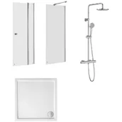 Kabiny prysznicowe - Zestaw Roca Capital kabina prysznicowa 90 cm kwadratowa z brodzikiem Malaga Square Compact i zestawem termostatycznym Victoria chrom/szkło ... - miniaturka - grafika 1