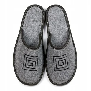 NOWO, Kapcie męskie filcowe, nowoczesny haft, rozmiar 43 - Kapcie męskie - miniaturka - grafika 1