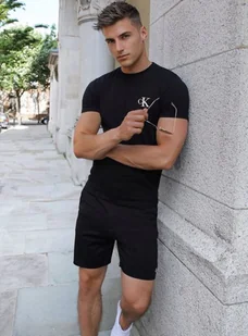 Koszulka Męska Calvin Klein Czarna haft CK, DOSKONAŁY PREZENT DLA NIEGO M - Koszulki męskie - miniaturka - grafika 1