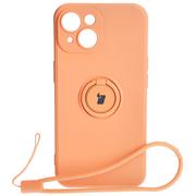 Etui i futerały do telefonów - Etui Bizon Case Silicone Ring Sq do Apple iPhone 15, pomarańczowe - miniaturka - grafika 1