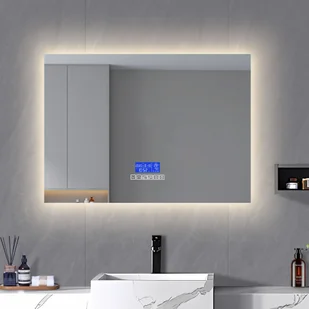 Lustro łazienkowe z oświetleniem - 100 x 60 cm, lustro łazienkowe LED z czujnikiem dotykowym/ściemnianiem/zmianą koloru Lustro łazienkowe LED z głośnikiem Bluetooth, IP44 - Lustra - miniaturka - grafika 1