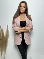 Marynarki i żakiety damskie - ELEGANCKA WŁOSKA MARYNARKA FLORYDA Z RĘKAWEM 3/4  -  BRUDNY RÓŻ - MODA ITALIA - miniaturka - grafika 1