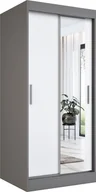 Szafy - MKPOL Szafa przesuwna MODUO COMFORT 90 antracyt/biała mat z lustrem po prawej - miniaturka - grafika 1