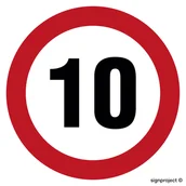 Systemy ekspozycyjne i znaki informacyjne - SA029 OGRANICZENIE PRĘDKOŚCI 10, PN - PŁYTA PCV 1MM; (600X600MM) - miniaturka - grafika 1
