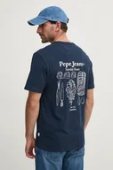 Koszulki męskie - Pepe Jeans t-shirt bawełniany ARRYN męski kolor granatowy z nadrukiem PM509623 - miniaturka - grafika 1