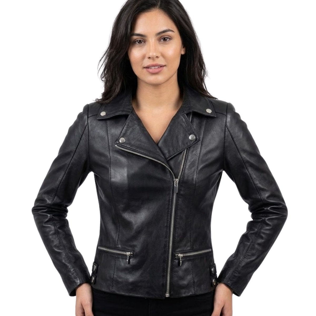 Kurtka damska skórzana Paul Parker ramoneska czarnaskóra -XL