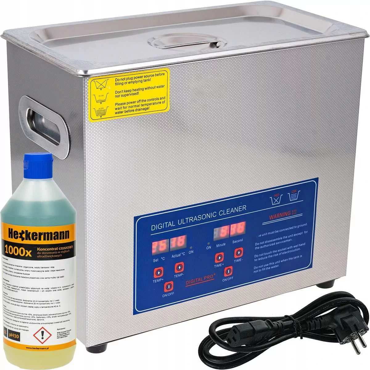 Myjka ultradźwiękowa Heckermann JP-031S 6,5L + Płyn 1L