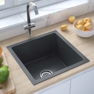 Zlewozmywaki - VidaXL Lumarko Ręcznie robiony zlew kuchenny, sitko, czarny, stal nierdzewna 51501 VidaXL - miniaturka - grafika 1