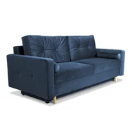 Sofy i kanapy - Sofa STELLA w kolorze niebieskim z funkcją spania i pojemnikiem na pościel - miniaturka - grafika 1