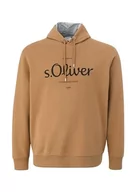 Bluzy męskie - s.Oliver Big Size męska bluza z logo z kapturem, brązowa, 4XL, brązowy, 4XL - miniaturka - grafika 1