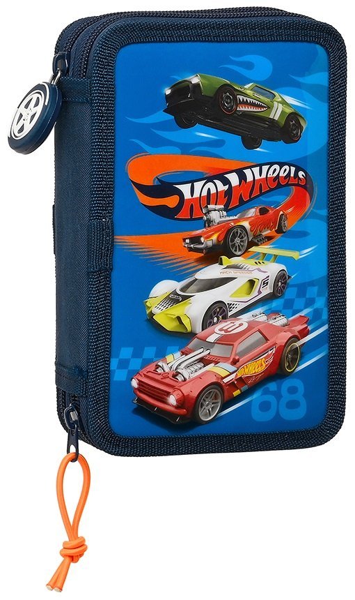 Piórnik Hot Wheels 2 Komory Pisaki Kredki 28 el.