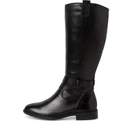 Kozaki damskie - Tamaris Comfort Damskie buty 8-85503-41, skórzane, Comfort Fit, wymienna wkładka, klasyczne, długie kozaki do kolan, czarny, 37 EU Weit - miniaturka - grafika 1