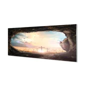 Tablice i flipcharty - Panel szklany + klej Jaskinia krzyże ptaki 125x50 cm - miniaturka - grafika 1