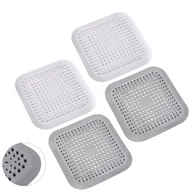 Akcesoria łazienkowe - Zestaw 4 silikonowych łapaczy włosów z przyssawkami i uniwersalnymi filtrami do łazienki, wanny i kuchni (biały i szary) - miniaturka - grafika 1