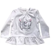 Koszulki dla dziewczynek - Koszulka dziewczęca Chicco bawełniana biała z falbanką-68 - miniaturka - grafika 1