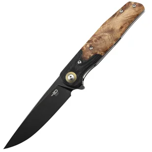 Nóż składany Bestech Ascot Black Carbon Fiber/G10 Lightburl Wood, Black Titanized 14C28N (BG19E) - Noże - miniaturka - grafika 1