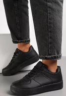 Sneakersy damskie - Czarne Sneakersy Sznurowane na Grubej Podeszwie Taleith - miniaturka - grafika 1