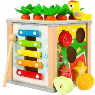 Drewniana Kostka Edukacyjna Sorter 5w1 Układanka Skrzynka Klocki Jakość - Sortery dla dzieci - miniaturka - grafika 1