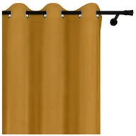 Zasłony - Voppi Zasłona welurowa żółta musztardowa 140 x 240 cm półzaciemniająca na przelotki kółka zasłona okienna - miniaturka - grafika 1