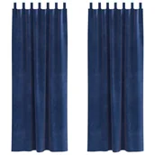 Zasłony - Zasłony vidaXL Granatowy Poliester 140 x 225 cm Wstawki dekoracyjne - miniaturka - grafika 1