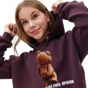 Bordowa Bluza Damska Z Kapturem THERE I HAVE YOUR OPINION Modna Wzory - M - Bluzy damskie - miniaturka - grafika 1