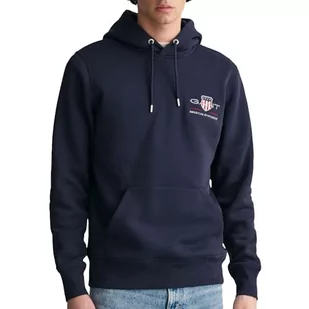 GANT Męska bluza z kapturem Reg Medium Archive Shield, niebieski (Evening Blue), L - Bluzy męskie - miniaturka - grafika 1