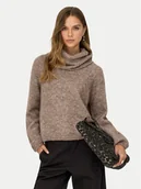 Swetry damskie - ONLY Golf Gila 15358571 Brązowy Regular Fit - miniaturka - grafika 1