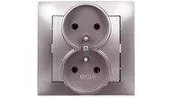 Gniazdka elektryczne - LEDart podwójne z uziemieniem, z ramką - Ospel Impresja GP-2YZ/23, kolor tytan, 16A/250V - miniaturka - grafika 1