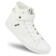 Trampki damskie - Trampki damskie Big Star wysoki klasyczne białe tekstylne FF274579 38 - miniaturka - grafika 1