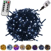 Oświetlenie świąteczne - VOLTRONIC Świąteczne oświetlenie LED 20 m - zimne białe 200 LED + pilot - zielony przewód - miniaturka - grafika 1