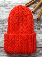 Czapki damskie - Czapka wełniana Buran 100% wełna z Peru czerwona - miniaturka - grafika 1