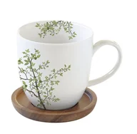 Kubki - Nuova Cer R2S Kubek porcelanowy z podkładką akacjową R2S 1080 NTRA - miniaturka - grafika 1