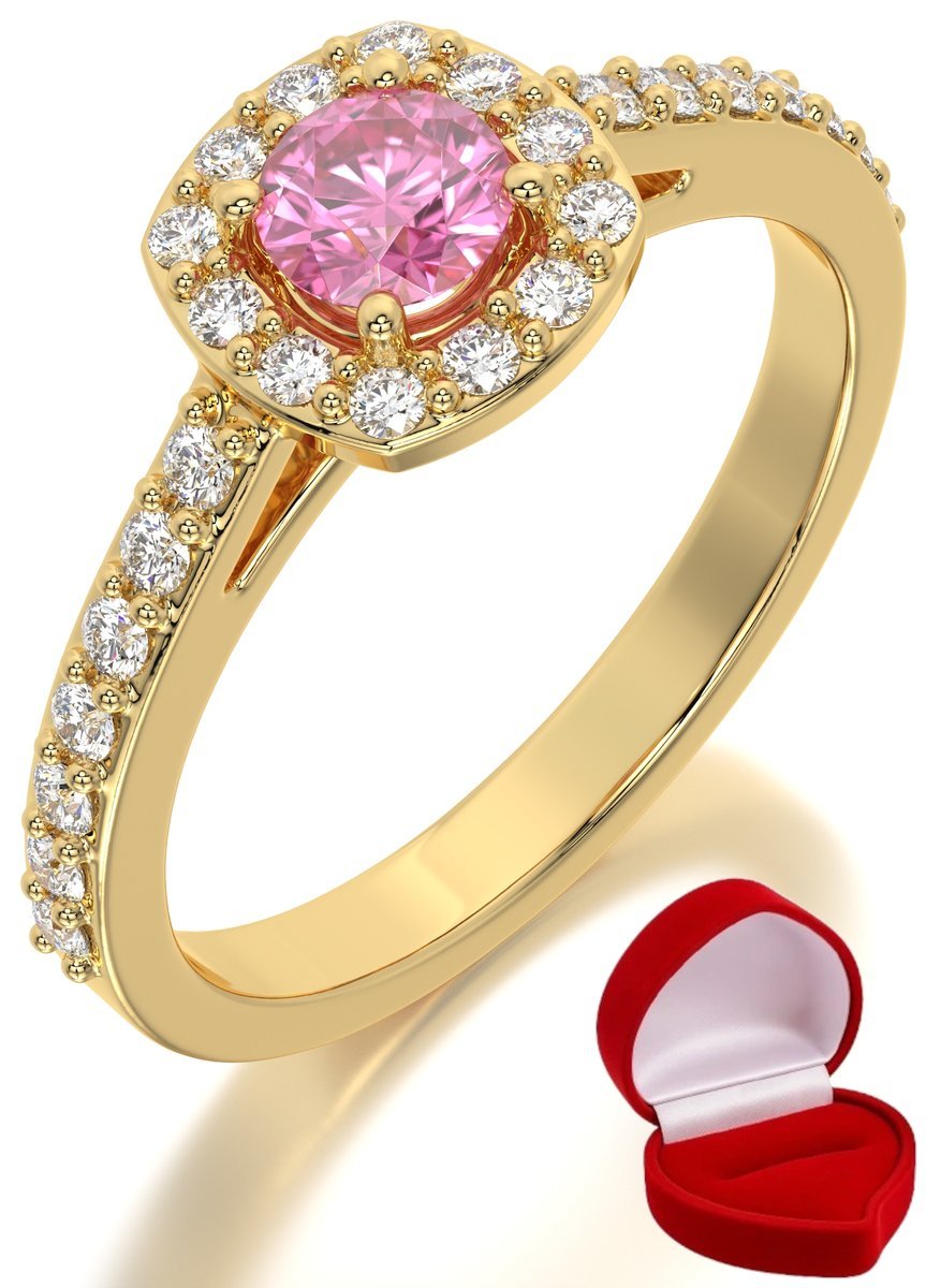 ZŁOTY PIERŚCIONEK ZARĘCZYNOWY 585 14k SZAFIR 0,30 ct + PUDEŁKO R12