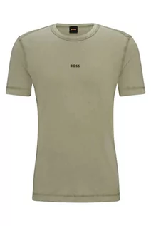 Koszulki męskie - BOSS Męski T-shirt Tokks z bawełnianego dżerseju z efektem wybielania słońca, Light/Pastel Green336, L - grafika 1