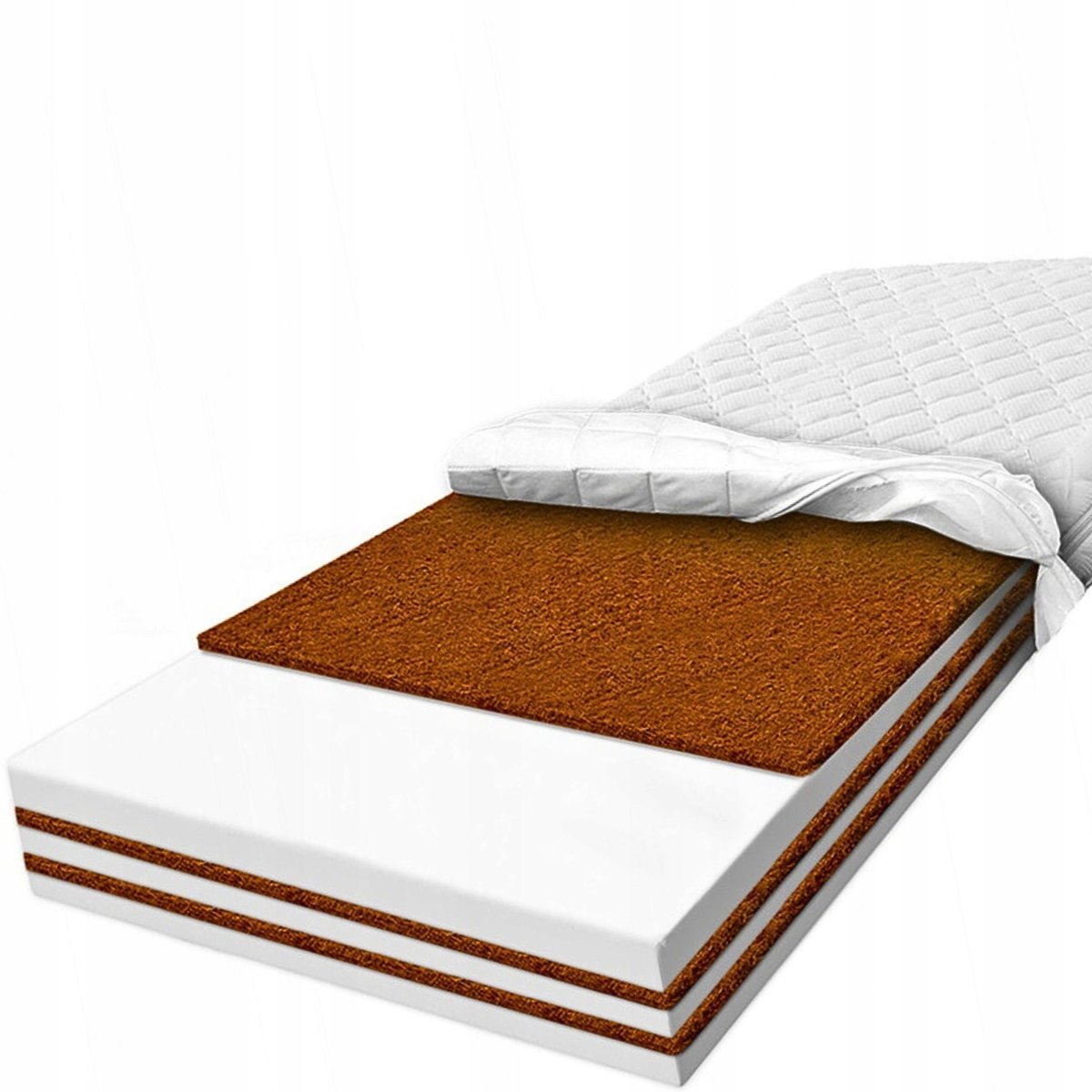 Materac 80x190 piankowy z kokosem utwardzony H3 H4 usztywniony pianka