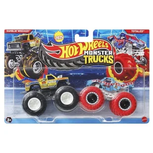 Hot Wheels Monster Trucks Dwupak Ciężarówek 2-Pak Autek Samochodzików Ramblin' Wrecker & Totaled - Samochody i pojazdy dla dzieci - miniaturka - grafika 1