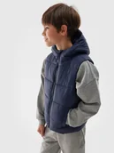 Kurtki i płaszcze dla chłopców - 4F Bezrękawnik puchowy pikowany z kapturem chłopięcy - granatowy 152 (11-12 lat) - miniaturka - grafika 1