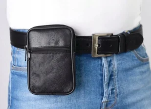 Saszetka Męska Torba Skórzana Do Paska Ręki Na Drobiazgi Czarna Pako Jeans - Nerki - miniaturka - grafika 1